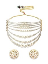 Latest Stylish Design Fancy Pearl Necklace Jewellery Set for Women and girls