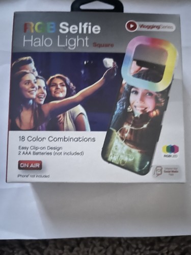 Selfie sans fil anneau carré lumière DEL clip caméra lumière iPhone vlogging - Photo 2 sur 9