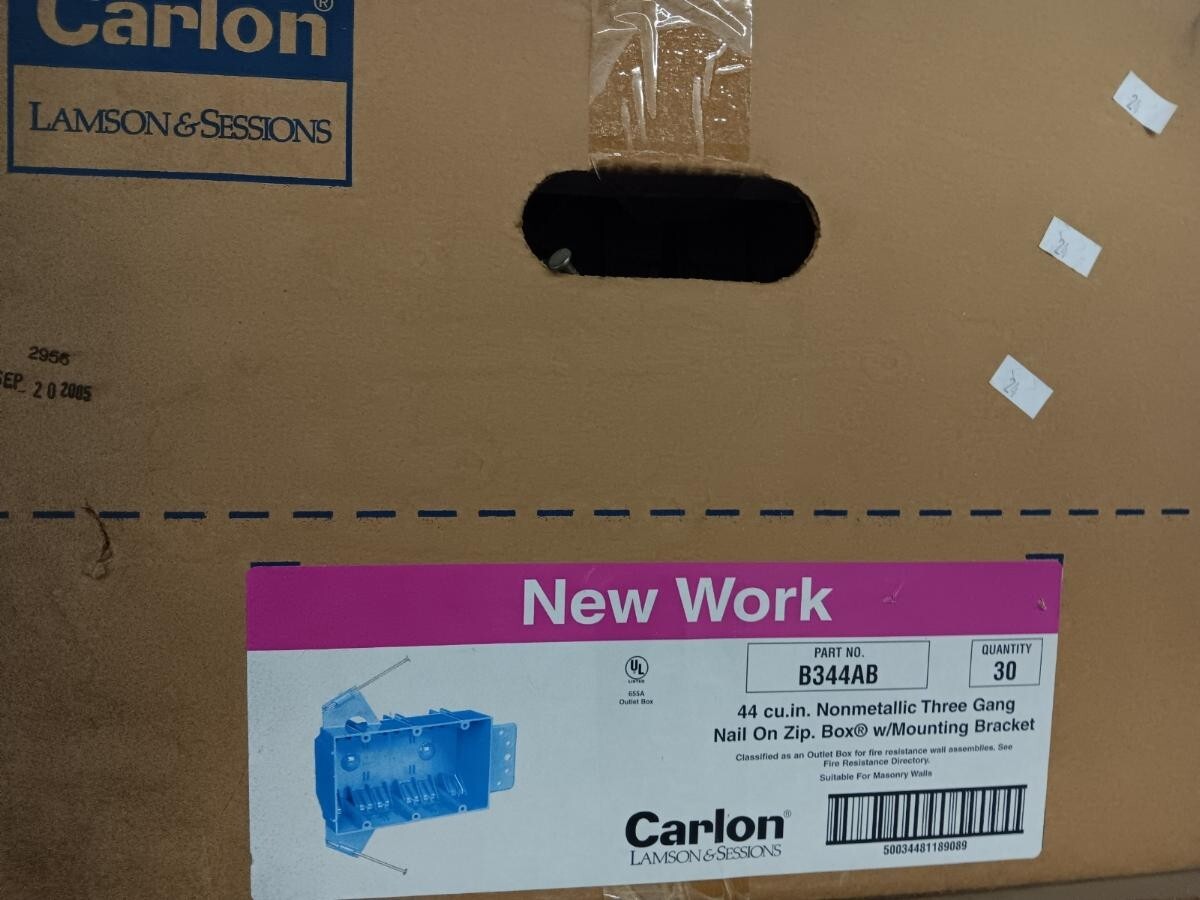 Carlon B344AB 3-Gang 44 cu. in. Electrical Switch Outlet box Case of 30 ...