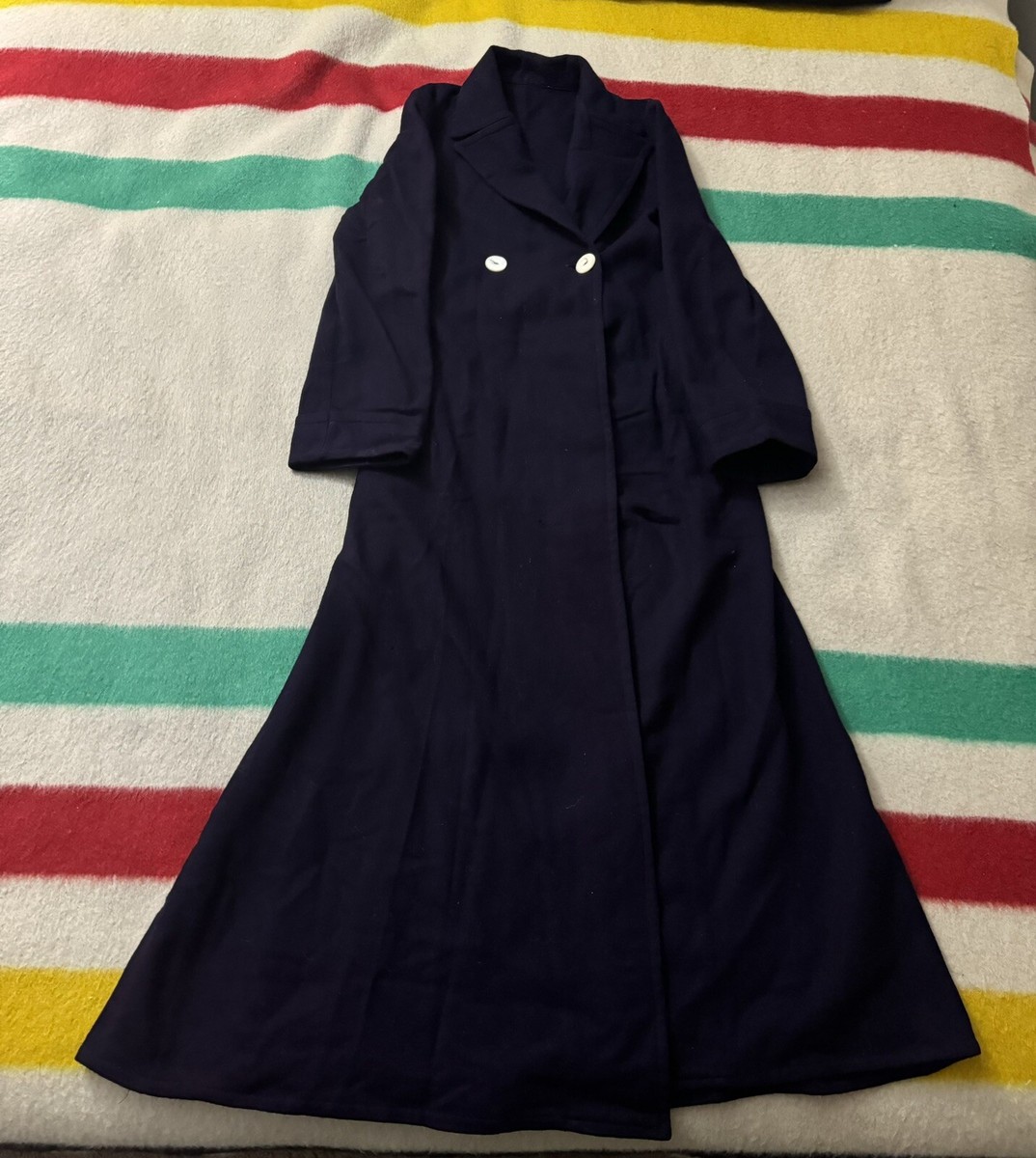 Vintage 30s 40s Wool Purple Trench Coat Women's Large XL OSFA