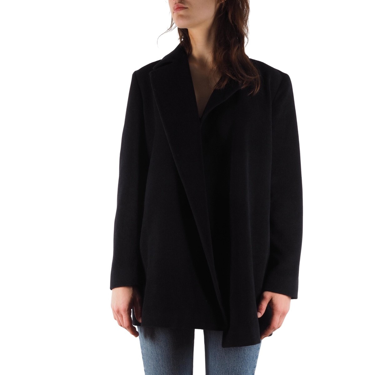 ジャケット・アウター 90s archive JIL SANDER angola wool coat Jil Sander Vintage Women's Black Wool Angora Open Coat Jacket size