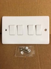  Light Switch 4 Gang  2 Way White Plastic 10A Wall Switch ST1042 inc vat