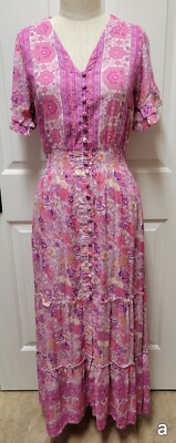 Walker & Wade Christina Tiered Boho Midi Dress NWT, Bengal Rose, Size Small