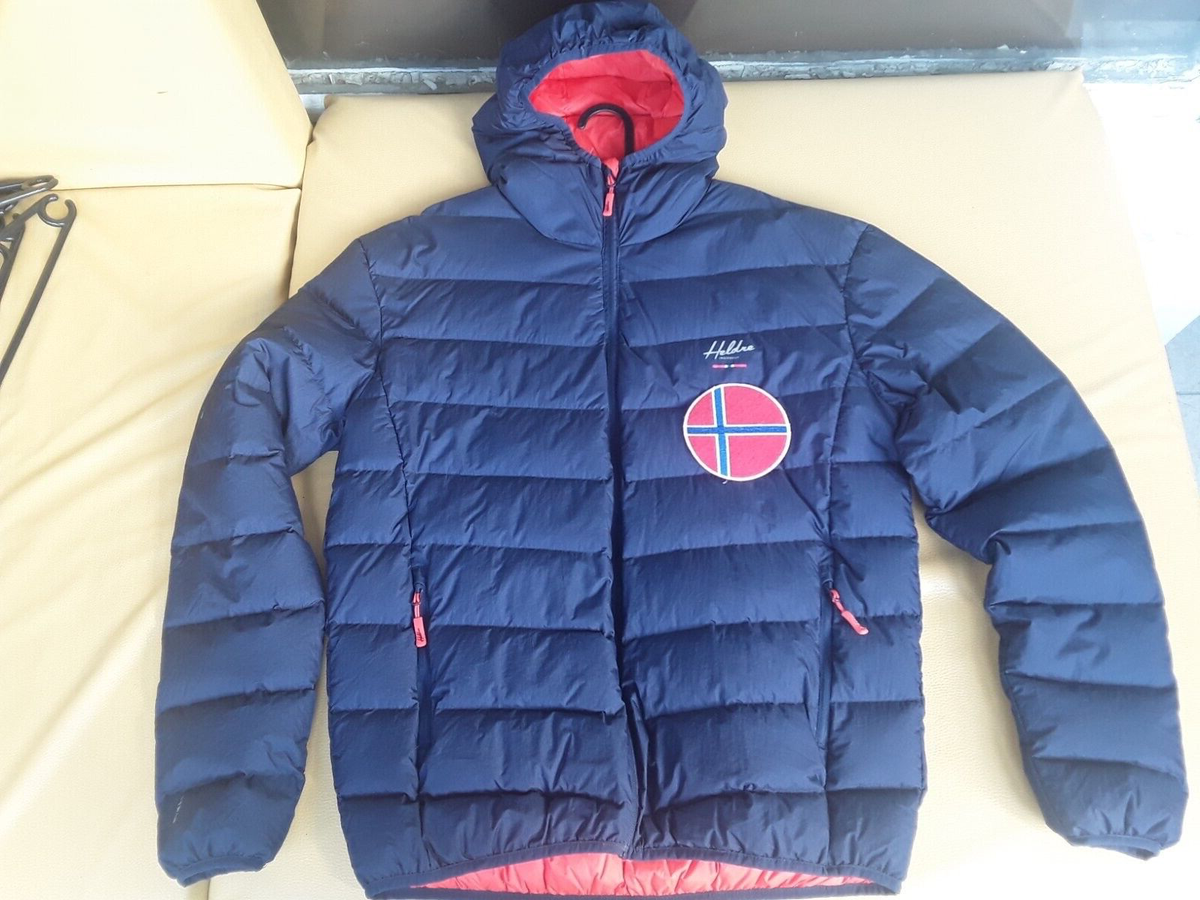 1213 HELDRE NORWAY brand flag team DOWN 90/10 men M L jacket