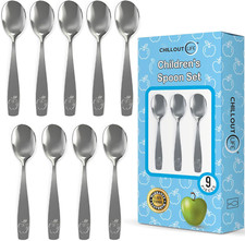 9 Piece Stainless Steel Kids Spoons - Child and Toddler Safe Flatware - Kids ...