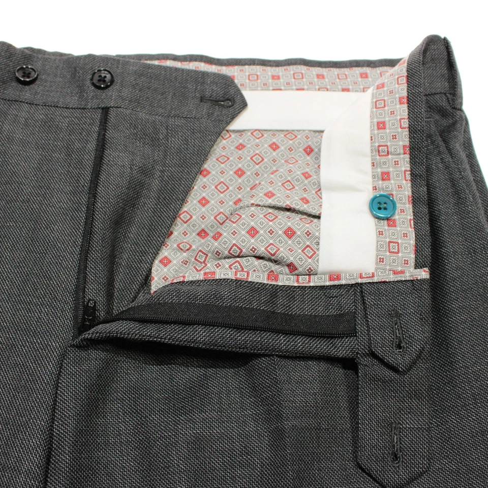 Pantalones de vestir Belvest nuevos con etiquetas Super 110's lana frente plano talla 50 (34 EE. UU.) en gris Foto 4 de 4