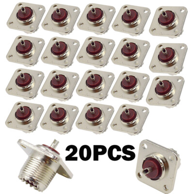 20 Pcs UHF Female Jack SO239 Panel Chassis Mount Coax Cable Connectors HOT