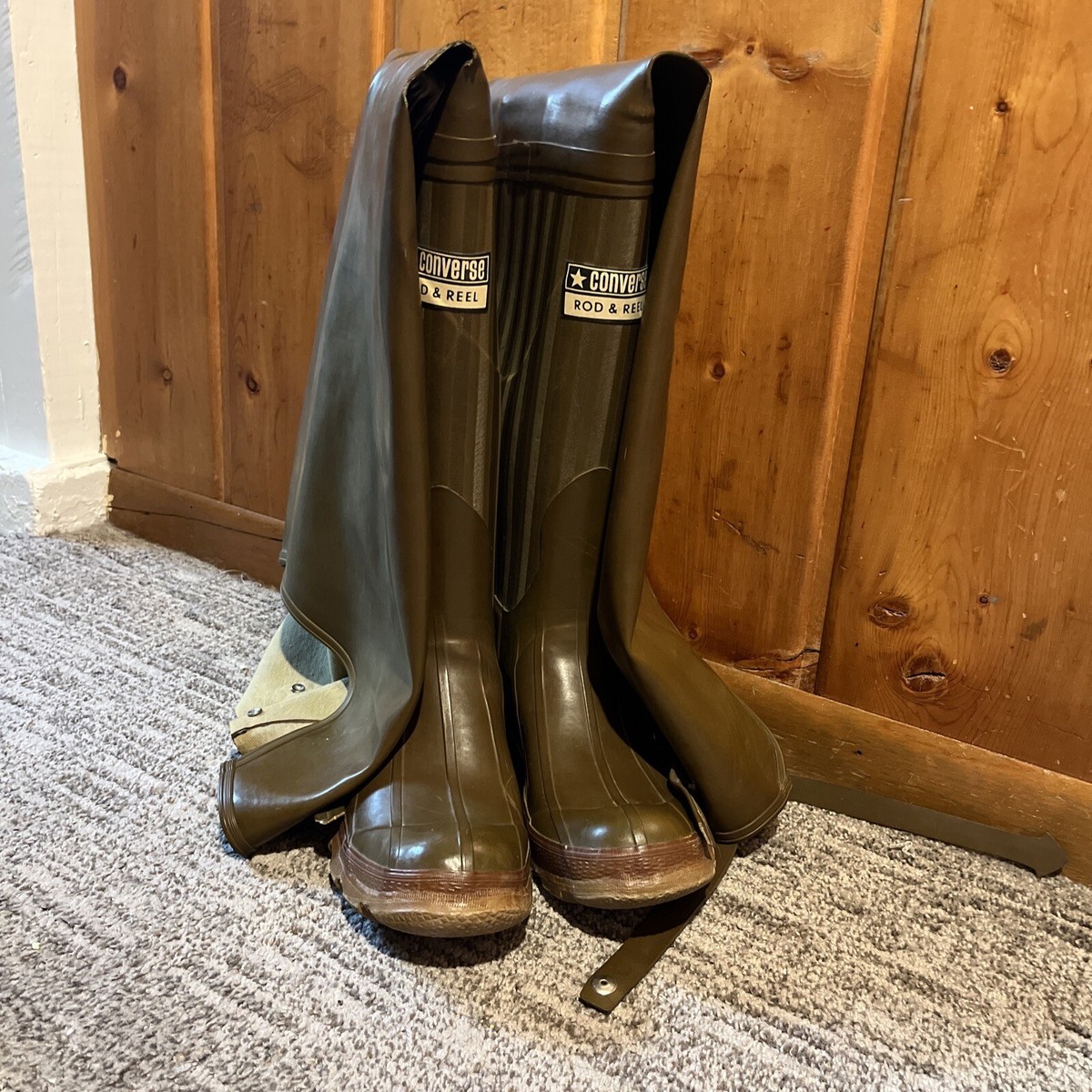 Vintage Converse Rod & Reel Rubber Fly Fishing Hip Boots Waders sz