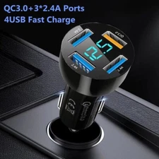 4 USB Port Super Fast Car Charger Adapter for iPhone Samsung Android Cell Phone