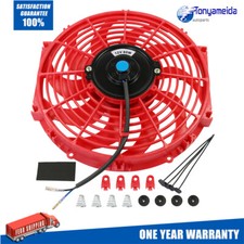 Engine Cooling Fan Slim Pull Push Racing Electric Radiator 12 Red Universal 12v