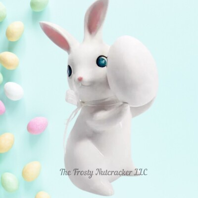 Target Spritz Easter 2024 Ceramic Easter Bunny Decorative Figurine W/Egg 6.6''