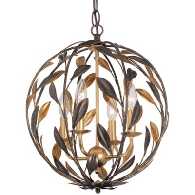 Crystorama Broche 4 Lt English Bronze + Antq Gold Sphere Mini Chan - 504-EB-GA