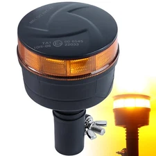 LED Rotating Flashing Amber Beacon Flexible Warning Light DIN Pole Mount Tractor