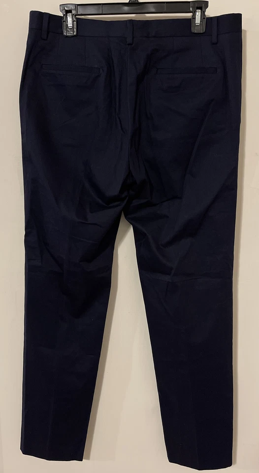 ¡Pantalones elásticos de algodón estilo chino ajustados rectos azules 32x32 Claiborne para hombre! A2579 Foto 2 de 2