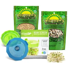 Masontops Bean Screen Sprouting Seed Bundle - 2 Wide Lids & 2 Sprouting Mixes