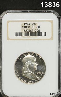 1963 FRANKLIN HALF DOLLAR NGC CERTIFIED PF68 CAMEO #13836 | eBay