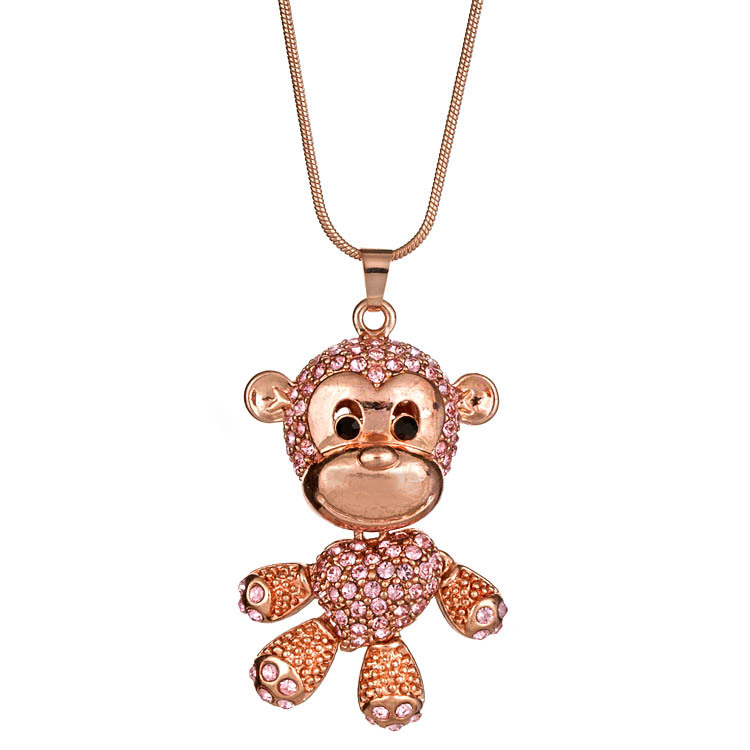 Gorgeous designer large rose gold colored monkey necklace | eBay