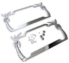Tropical Palm Tree Chrome Polished License Plate Frame -2 Frames