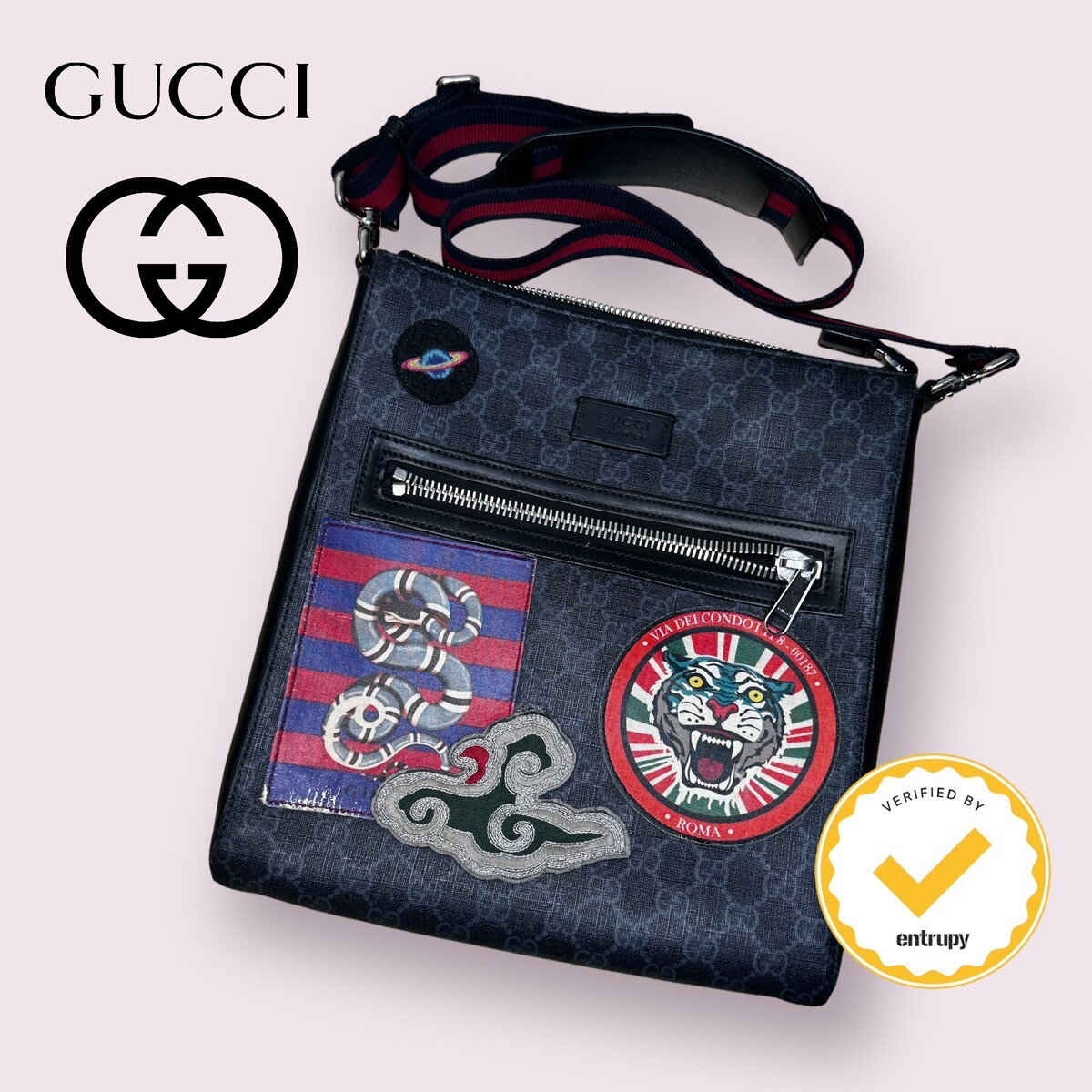 GUCCI NIGHT COURRIER GG SUPREME FLAP MESSENGER BAG (EZB015293) | eBay