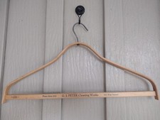 VTG Wooden Coat Hanger Advertising G.J. Peters Cleaning Works Handmade Milwaukee