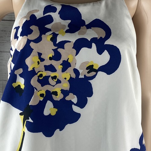 Porridge Anthropologie Layered Tank Top Small Split Back Floral White Blue Tan - Picture 7 of 12