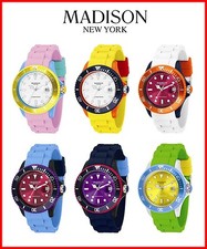 Madison New York Colour Festival Silikon Uhr Damen Bunte Farbige Uhren Gummi
