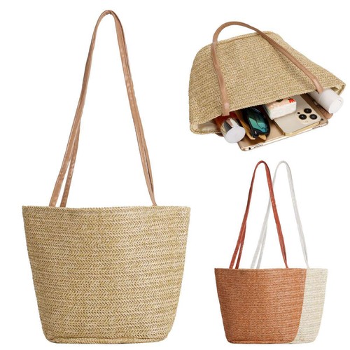Women Crossbody Bag Beach Straw Woven Shoulder Bags Handbag Tote Wallet Summer