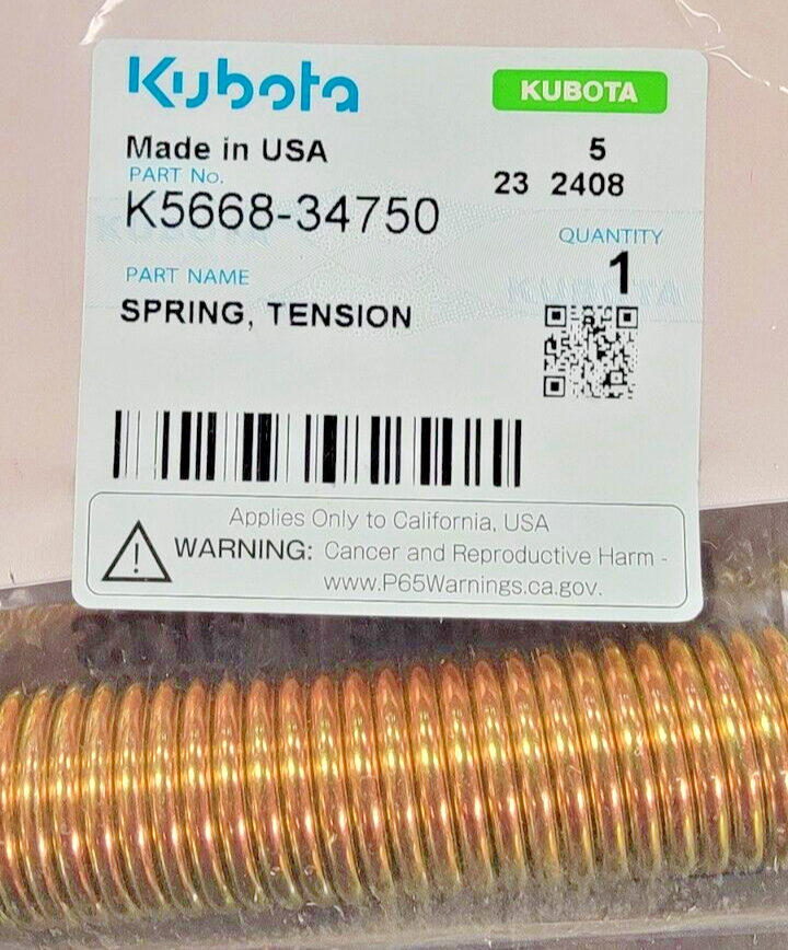 KUBOTA ZD1211 60 IN AND 72 IN DECK TENSION SPRING K5668