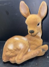 Vintage  Brown Spotted Flocked Deer - 7&rdquo; Wide 7.5&rdquo; Tall Spotted Fawn