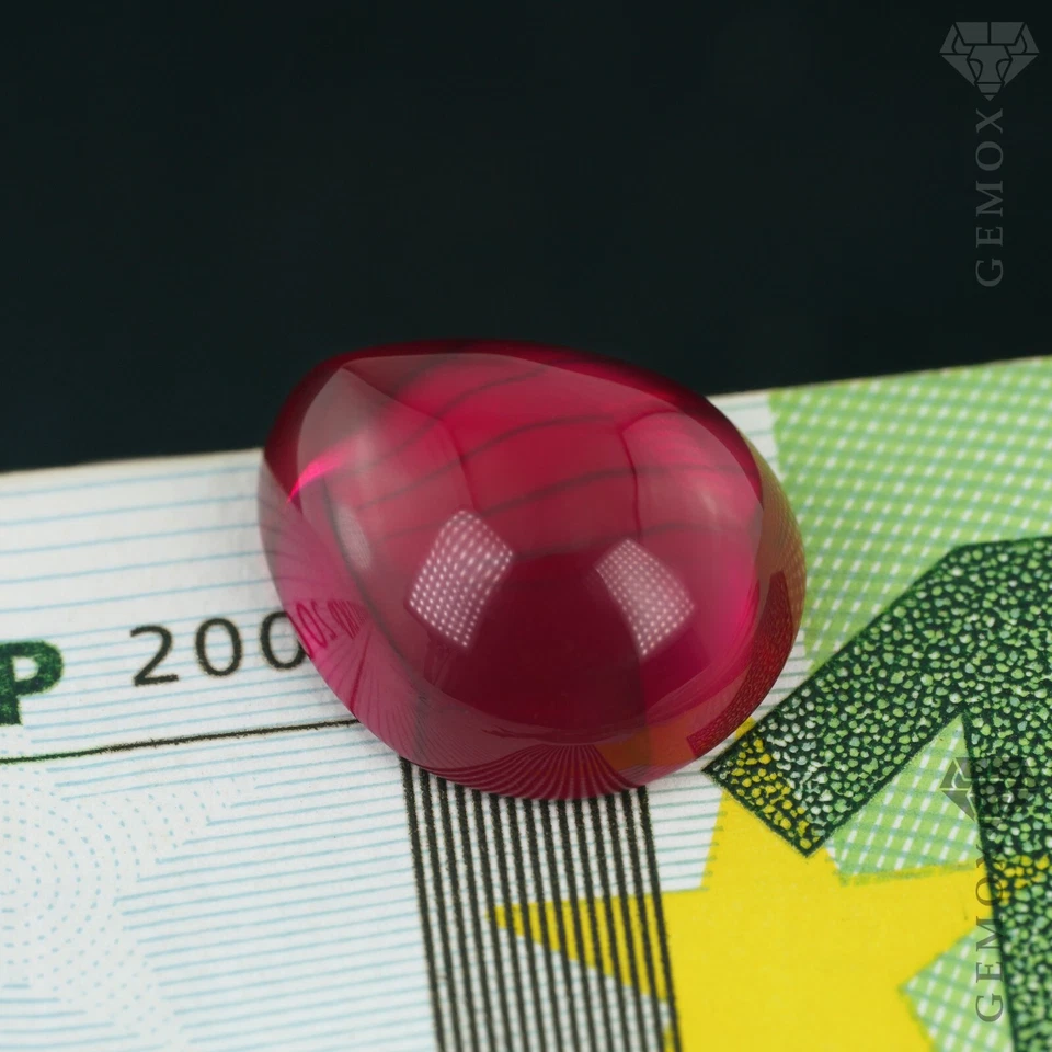 Ruby Pear Shape Cabochon Lab-Grown Loose Gemstone Authentic Corundum Crystal EU. - Image 2 of 4