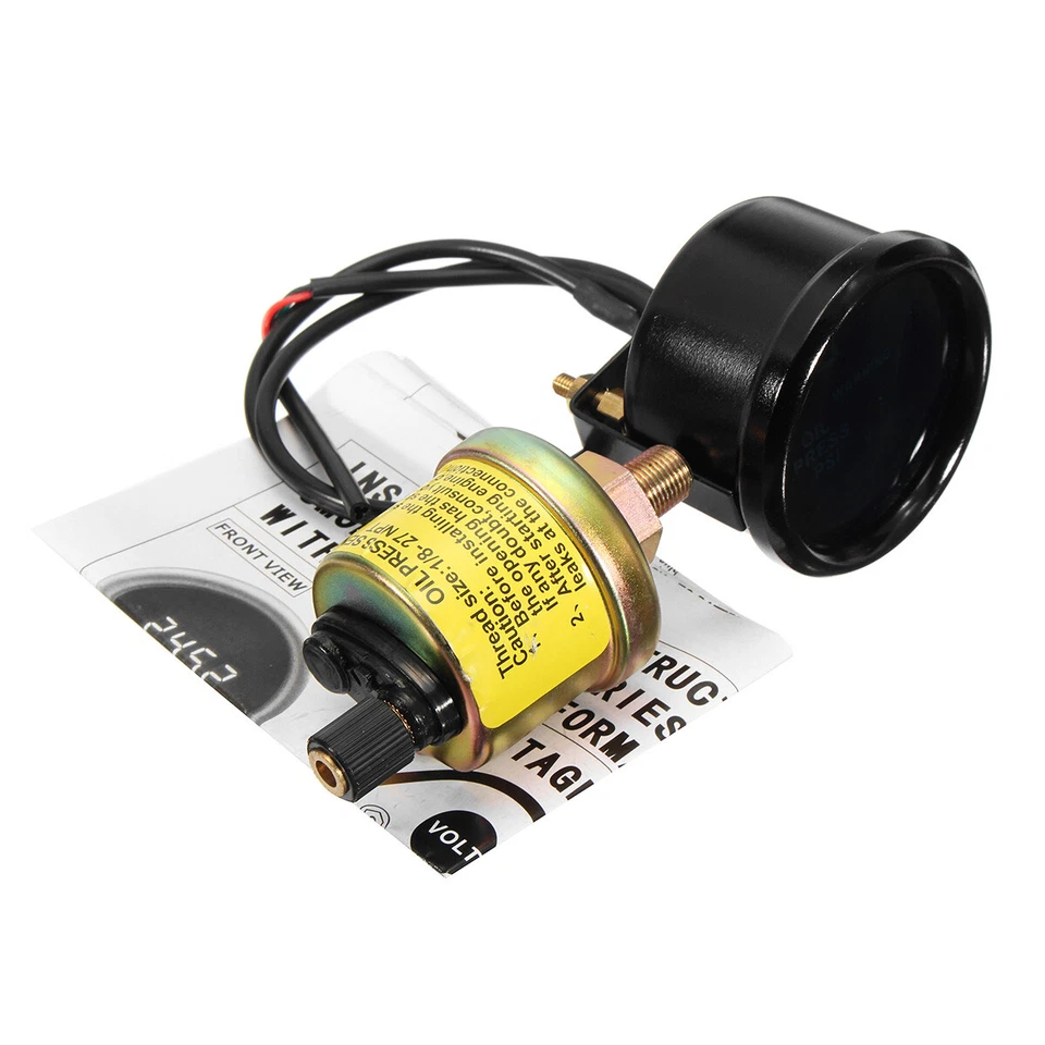 2" 52mm Digital LED Electronic Oil Pressure Gauge + Sensor Meter Kit Universal Foto 3 de 4