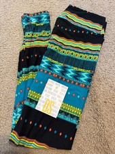 Lularoe One Size OS Leggings Black Blue Purple Triangle Aztec Geometric NEW 480