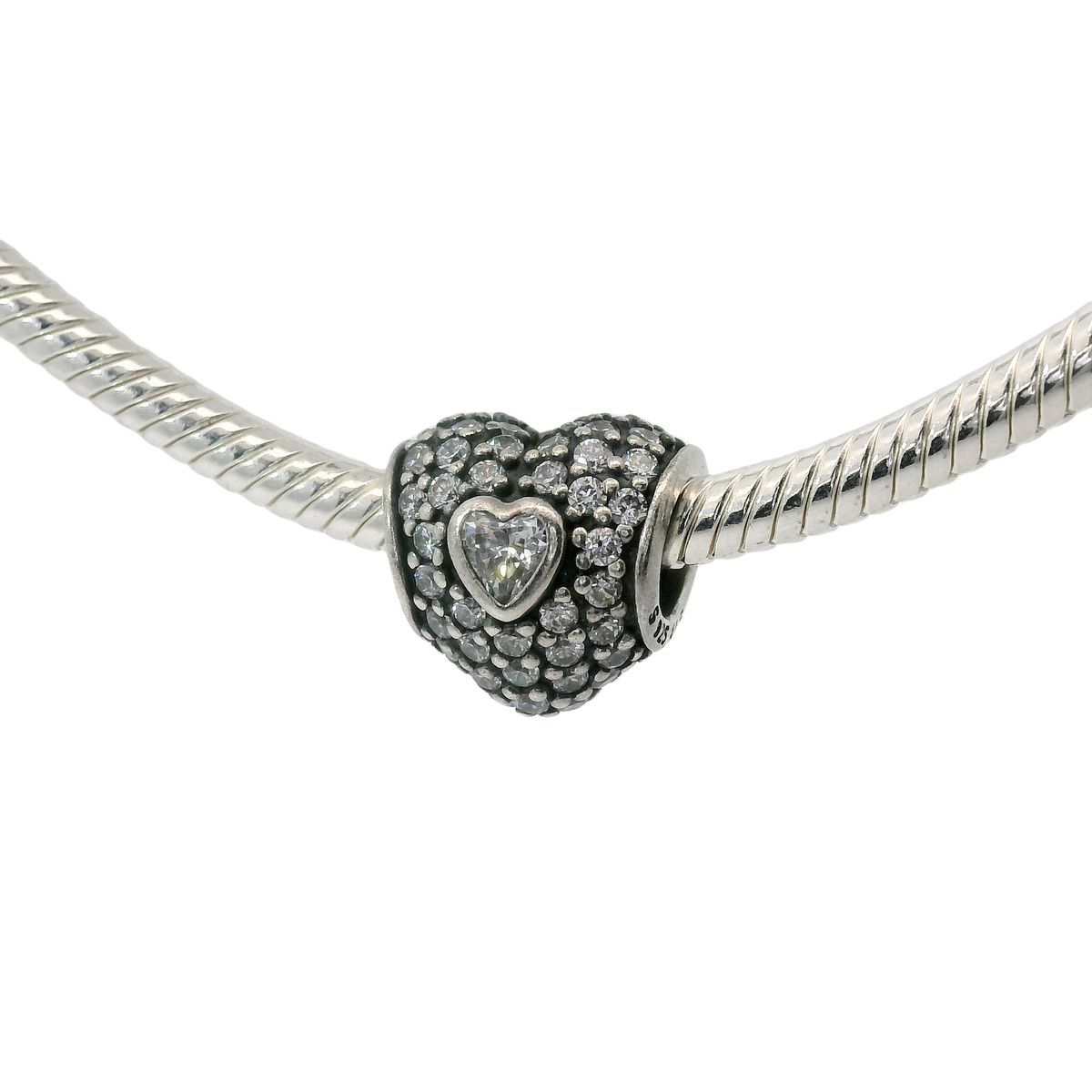 Genuine PANDORA 791168CZ In My Heart Clear CZ Sterling Silver Bead