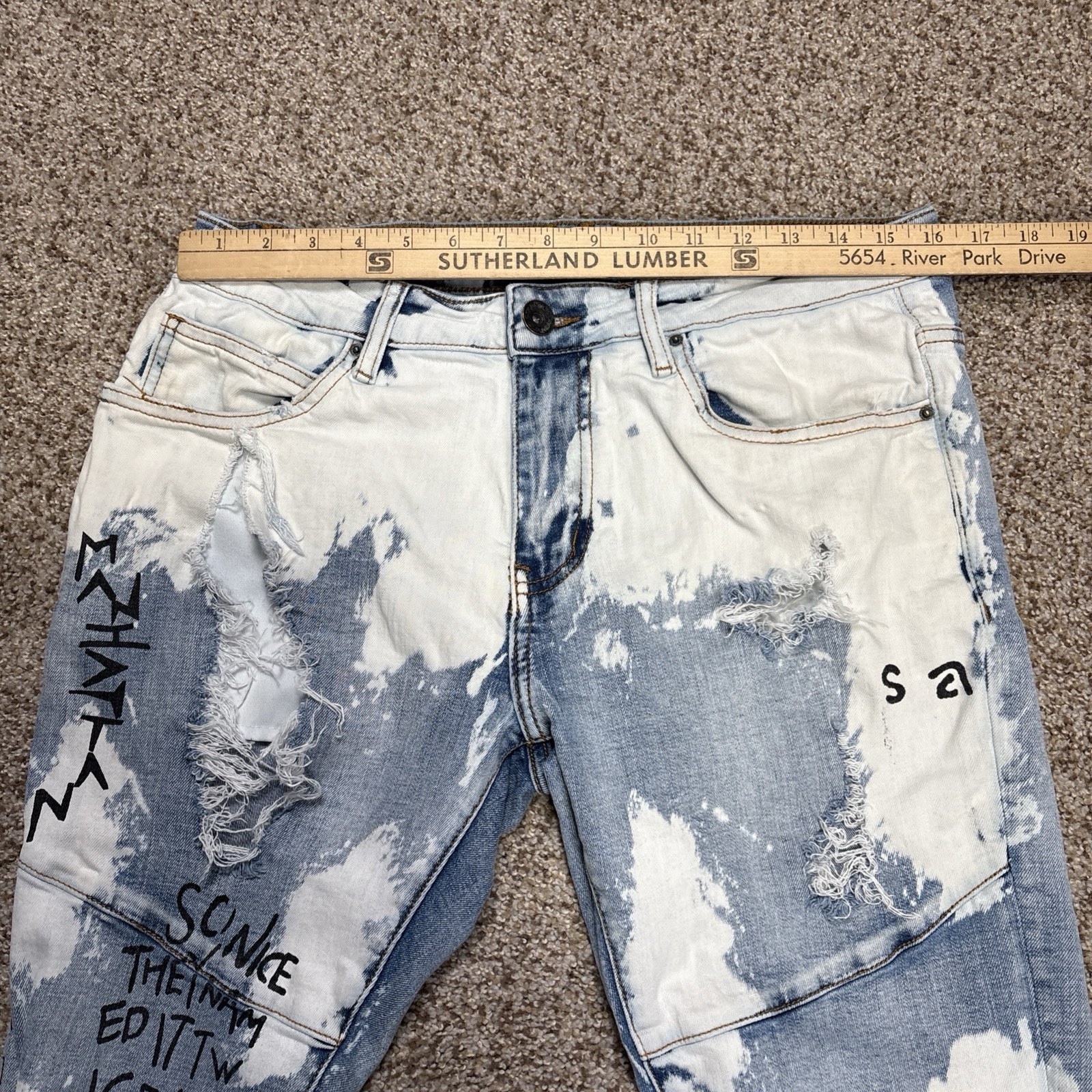 Crysp Distressed Skinny Jeans Men’s 32 X 30.5 Blue Stretch Denim Distressed - View 9