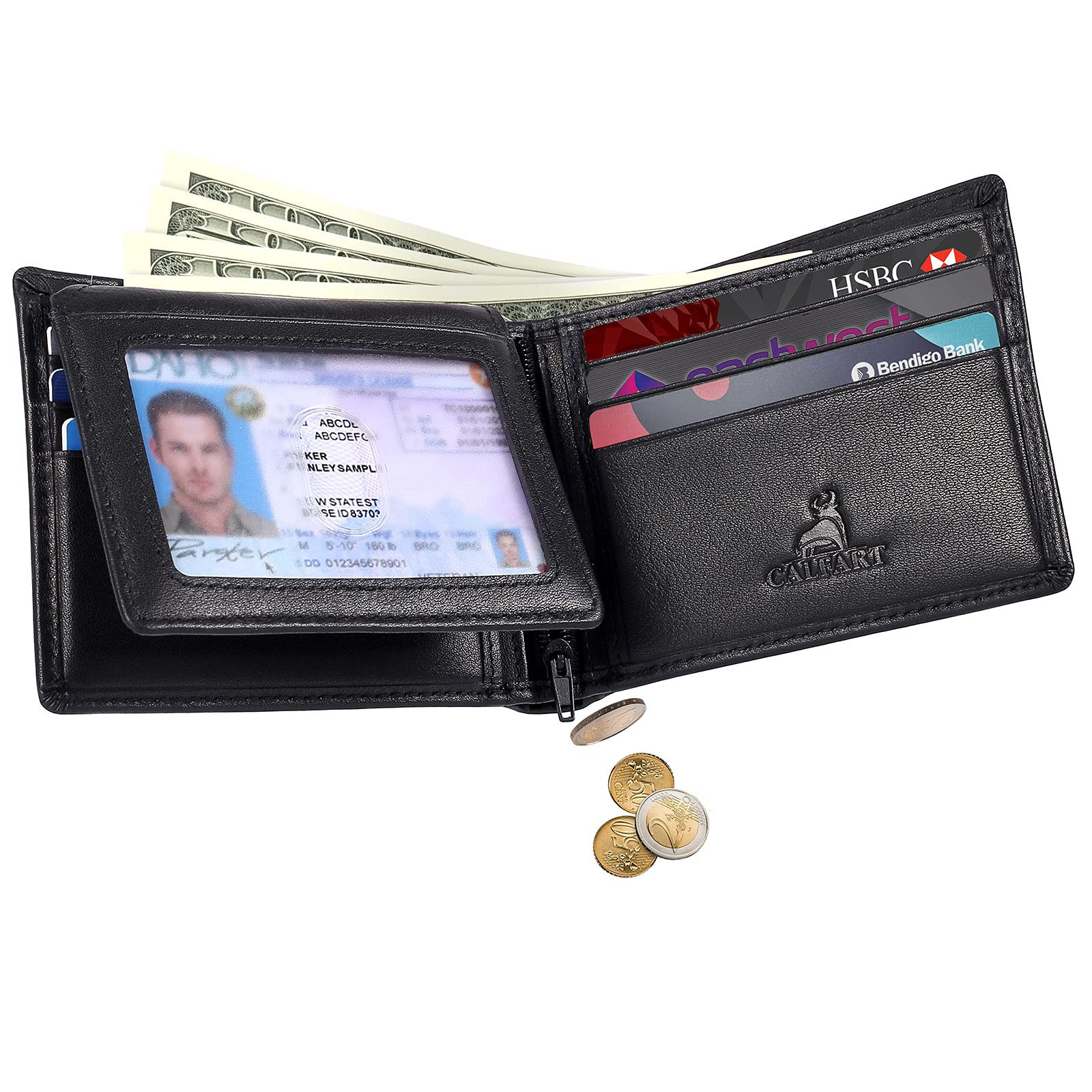 RFID-Blocking Genuine Leather Slim Front Pocket Wallet For Men With Credit Card Slots