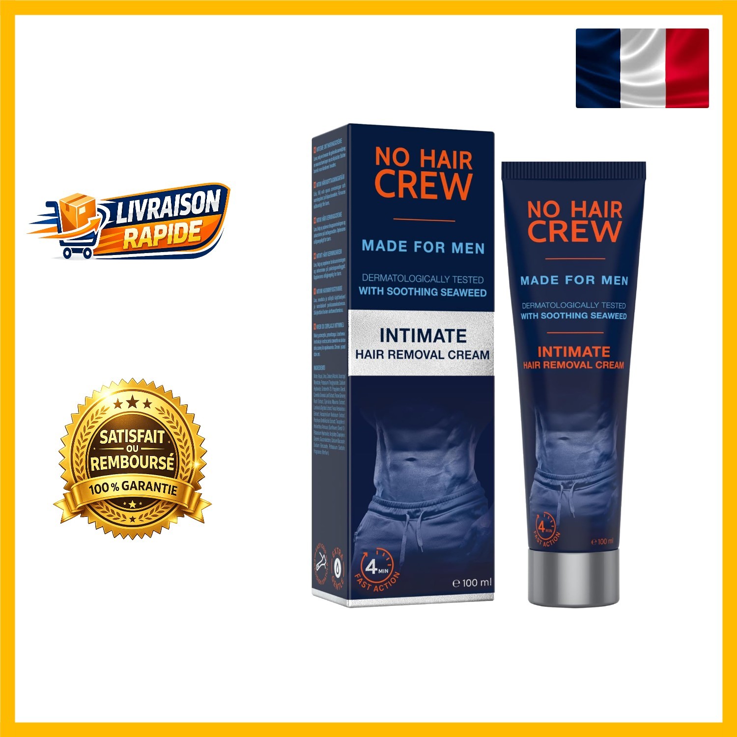 Crème épilation homme 100ml pour rester net à la plage et au sport