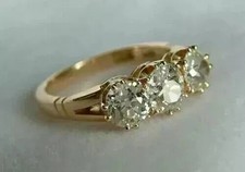 3.27Ct Vintage Art Deco Style Round Lab Created Diamonds 14K Yellow Gold FN Ring
