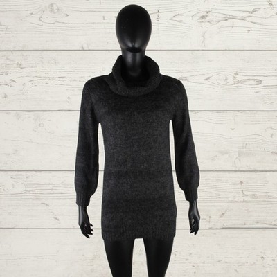 E HYPHEN WORLD GALLERY Damen dunkelgrau Acryl Wolle Rollkragen Tunika Pullover F