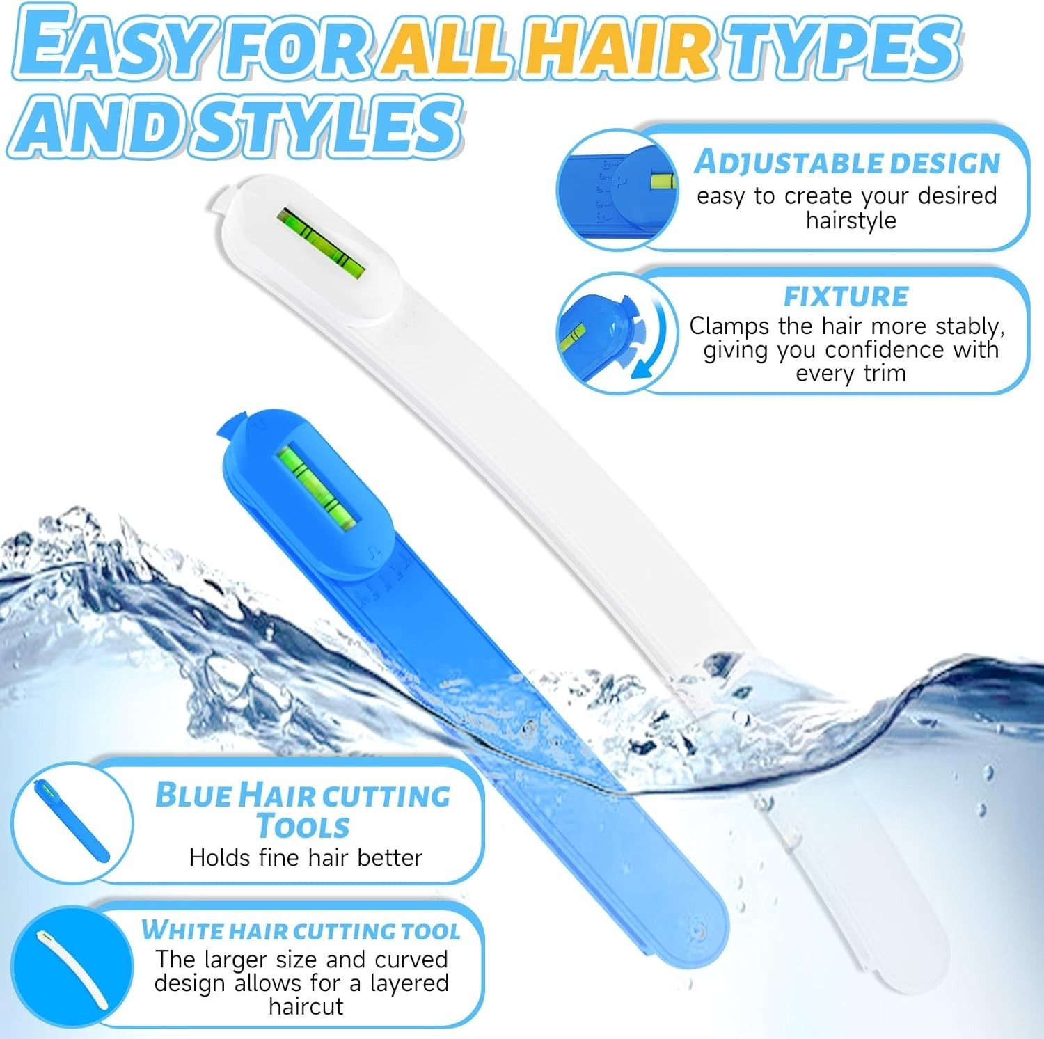 Professional DIY Hair Cutting Kit with Clips & Combs for Home Stylists - Blue