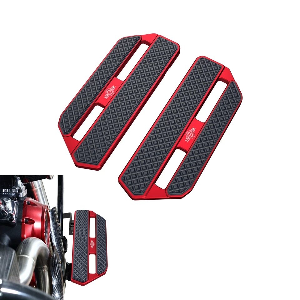 Red Small Rider Floorboards for Harley 86-23 Touring Road Street Glide FLHR FLHT Foto 2 de 4