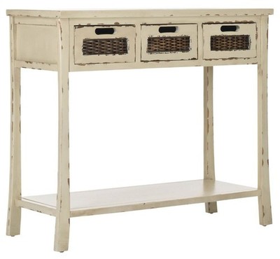 American Homes Collection Autumn Vintage Cream 3-Drawer Console Table