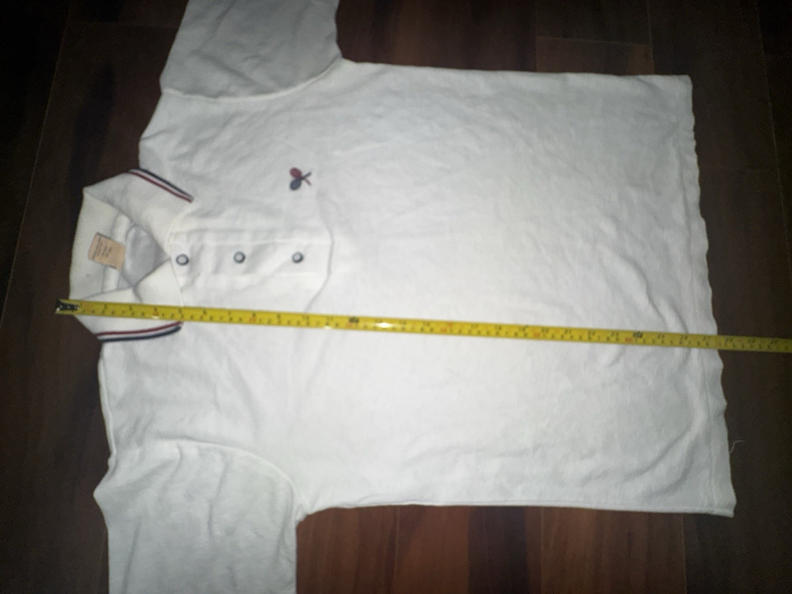 Vintage 70s/80s Sport-Knit Tennis Polo Shirt White Racquets Striped M Mens image 8