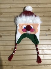 Holiday Time Santa Claus Fleece Lined Ear Flaps Knit Fun Beanie Knit Hat O/S