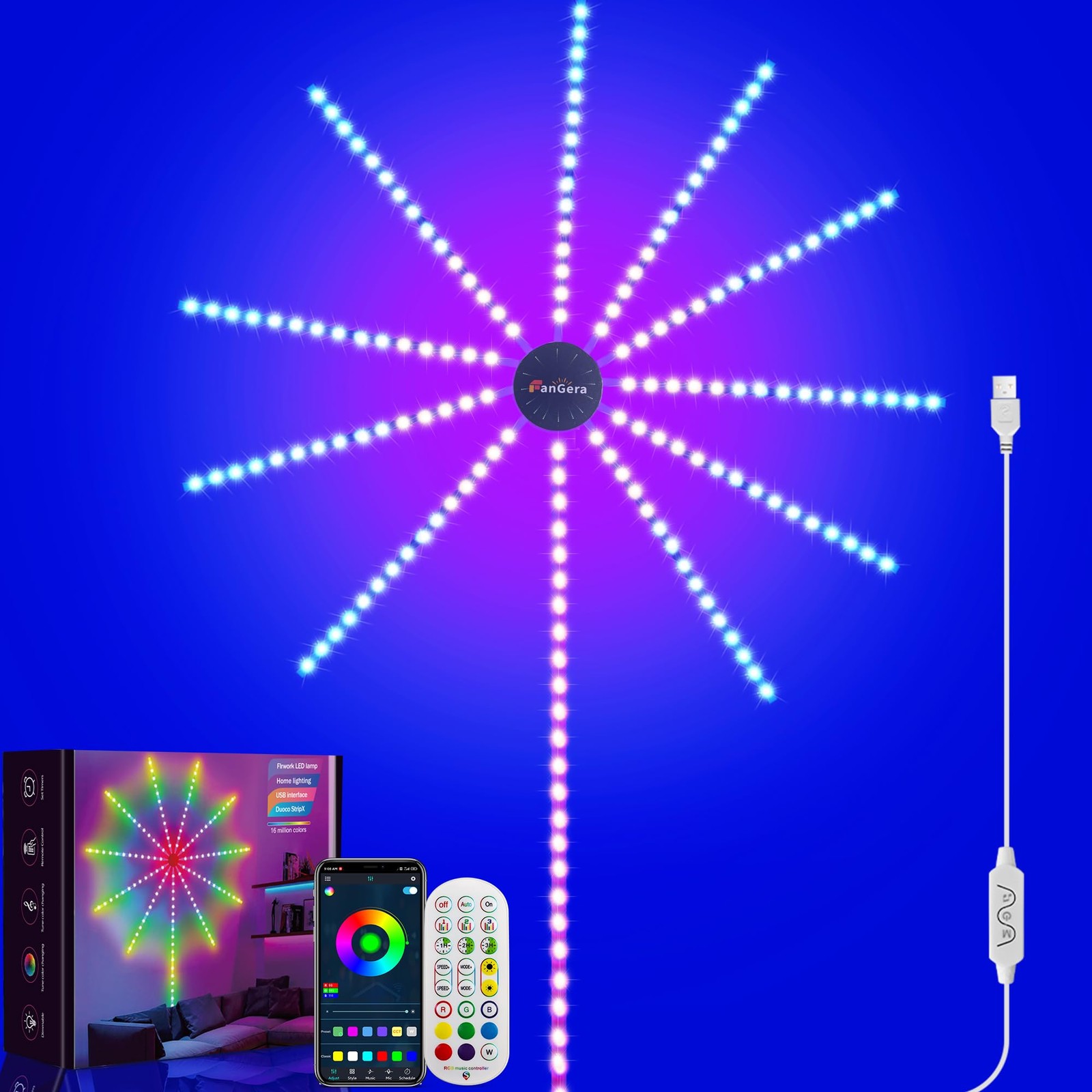 Smart Firework LED Lights Indoor with Music Sync for Dynamic Home Lighting