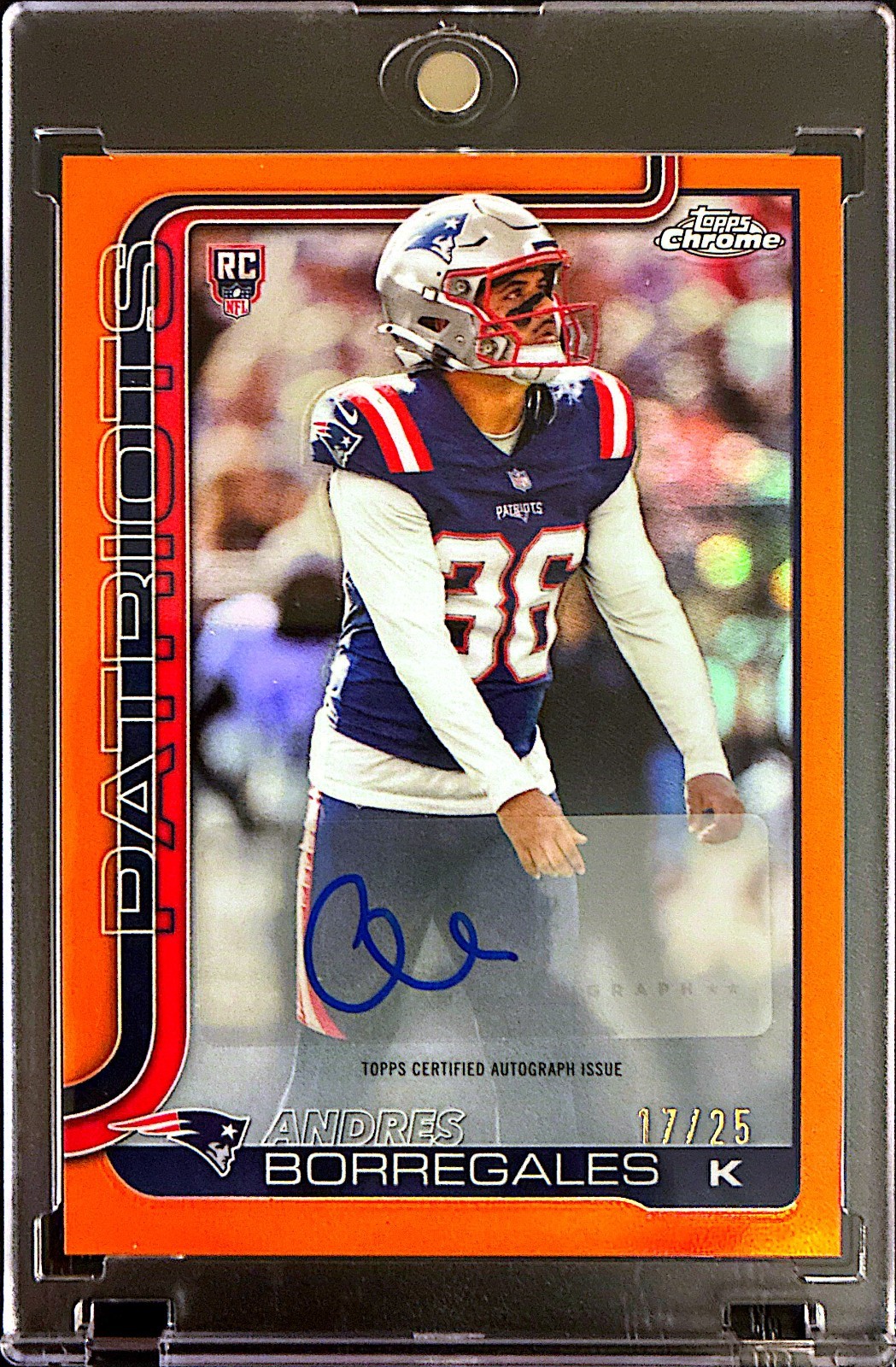 Andres Borregales 2025 Topps Chrome Rookie Auto RRA-ABO Orange Refractor /25