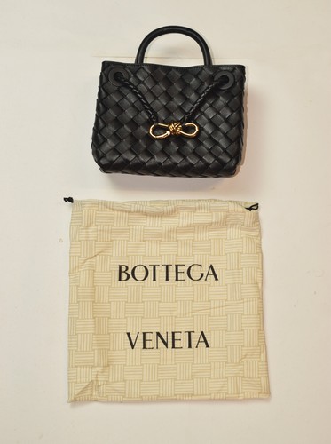 Bottega Veneta Mini Andiamo Black Intrecciato Leather Crossbody Top Handle Bag