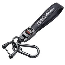 Leather Keychain Set for Audi A3 A4 A5 A6 A7 Q3 Q5 Q7 R8 - Black