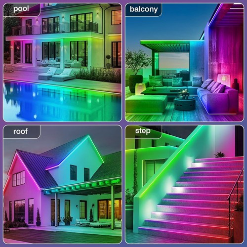 50ft Outdoor LED Strip Lights Waterproof,Music Sync RGB IP68 Outside Led Ligh... - Picture 3 of 7