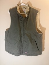 Vintage Dickies Sherpa Lined Canvas Work Vest Moss Green Mens L