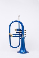 Flugel Horn  BLUE Color Bb Flat 3 Valve With Hard Case Mouthpiece